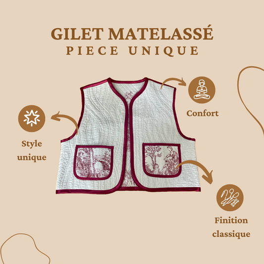 Gilet réversible en couvre-lit ancien – Pièce unique