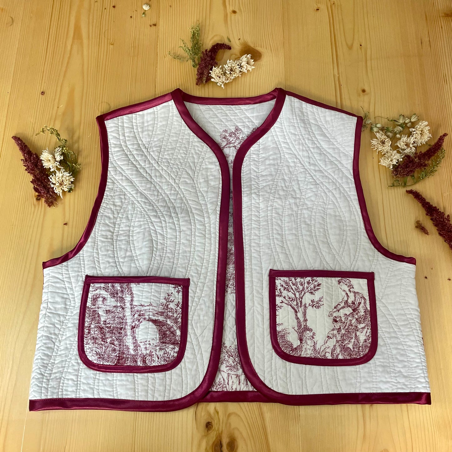 Gilet réversible en couvre-lit ancien – Pièce unique